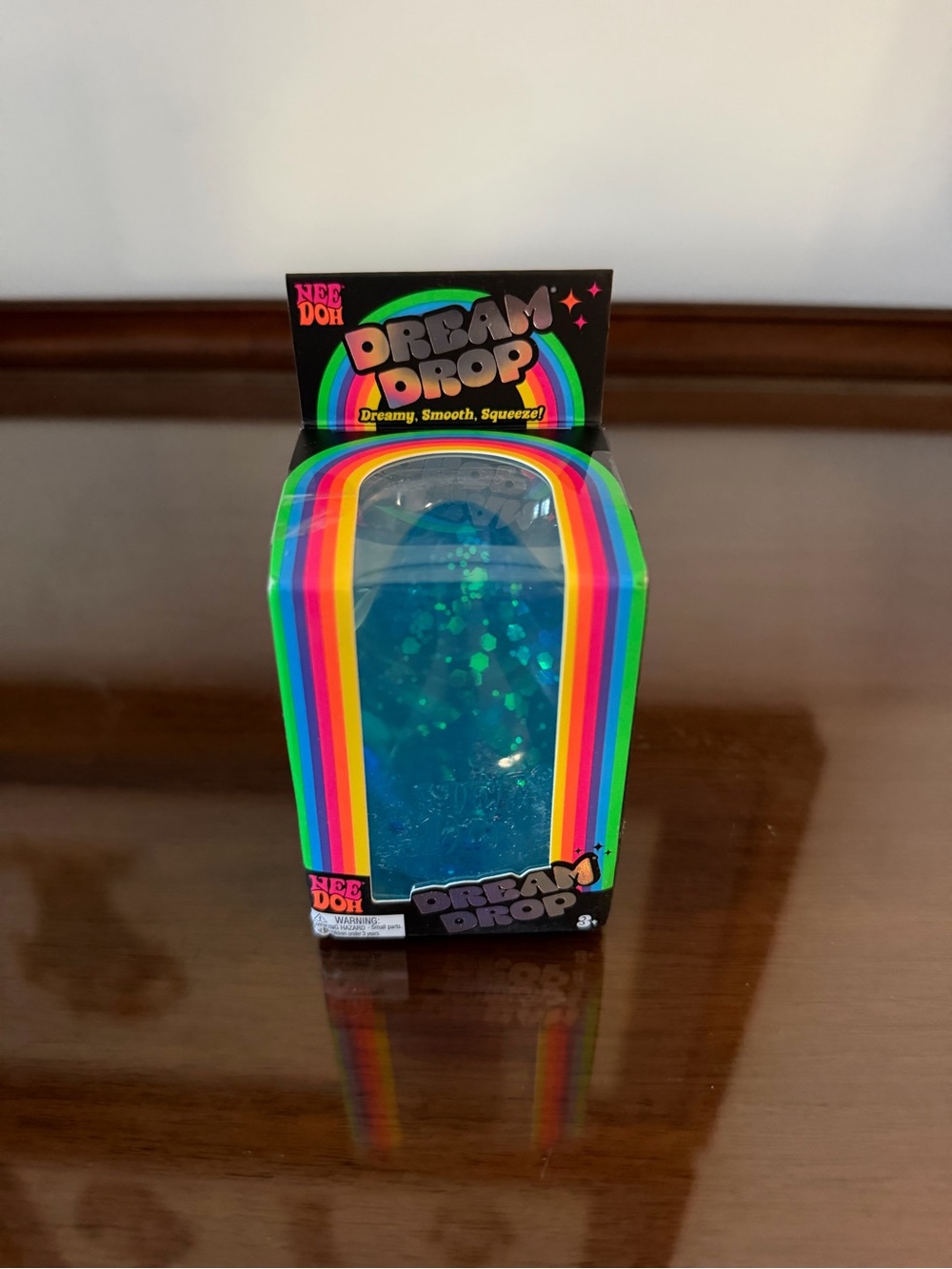 Authentic Schylling Nee Doh Dream Drop Blue Squeeze Toy w/ Splash Display Stand